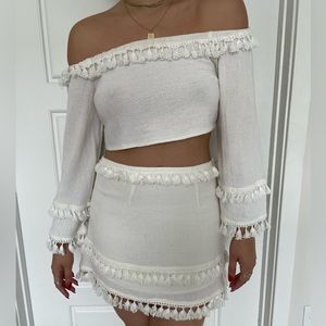 White Boho Fringe Set
